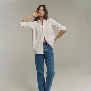 With Nothing Underneath WNU classic boyfriend poplin shirt